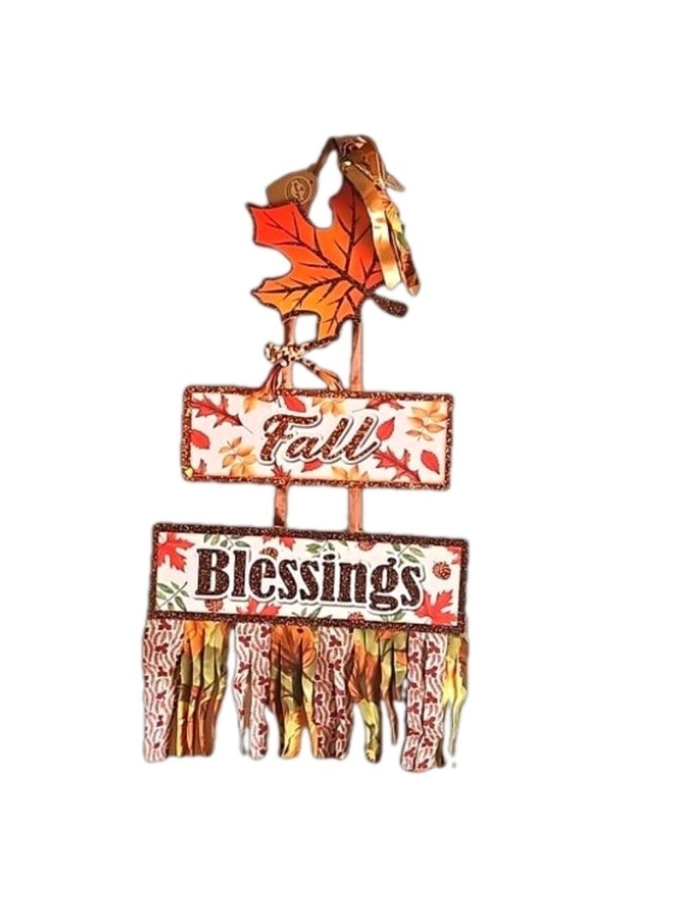Hand Crafted fall wall decor playwood glitter sign floral fringe autum farmhouse